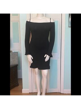 Long Sleeve Off shoulder Plus size Bodycon dress 16 18 Black